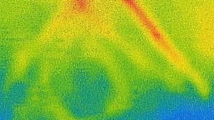 Thermal image of finger drawing on lab table