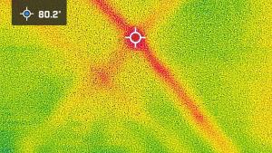 Thermal image of finger drawing on lab table