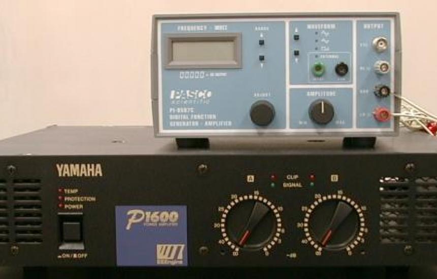 PASCO digital function generator along with the YAMAHA power amplifier work grea
