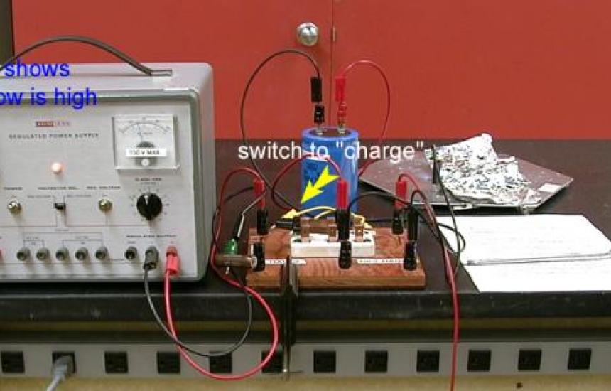 When charging the voltage should be less than 150 V and the current will start a