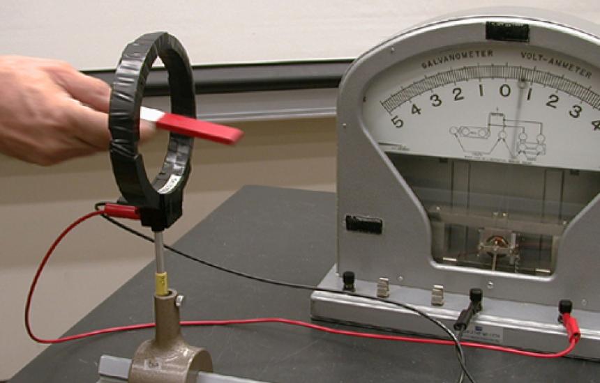 Pulling back the magnet causes the galvanometer to deflect in the opposite direc