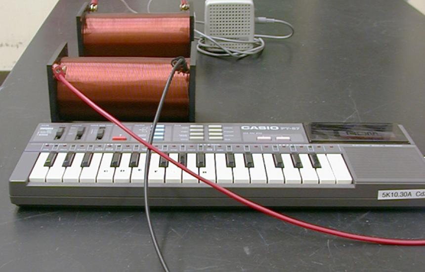 One coil is connected exclusively to the keyboard and the other coil exclusively