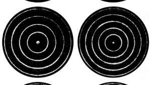 Circular Chladni plate patterns with frequencies labeled 