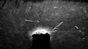 A chunk of uranium ore sitting in the cloud chamber
